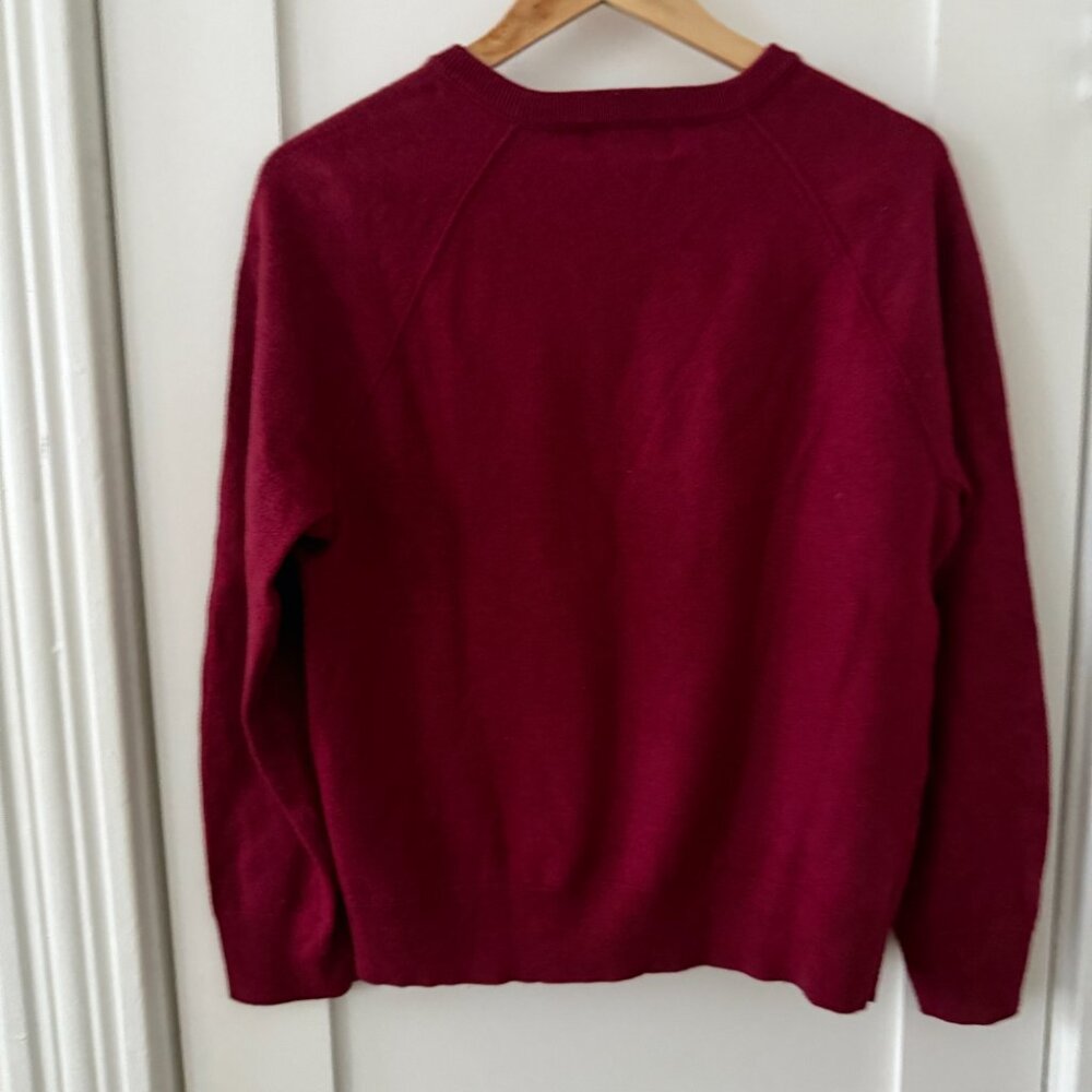 Banana Republic Men's Baruffa Italian Merino Wool Red Crew Sweater Sze XL Shrunk - Picture 2 of 10